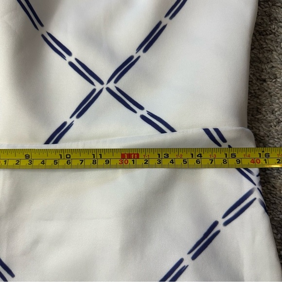 🎆 ASOS wrap mini dress sz 10 large blue white summer feminine ruffle spaghetti - Picture 6 of 7